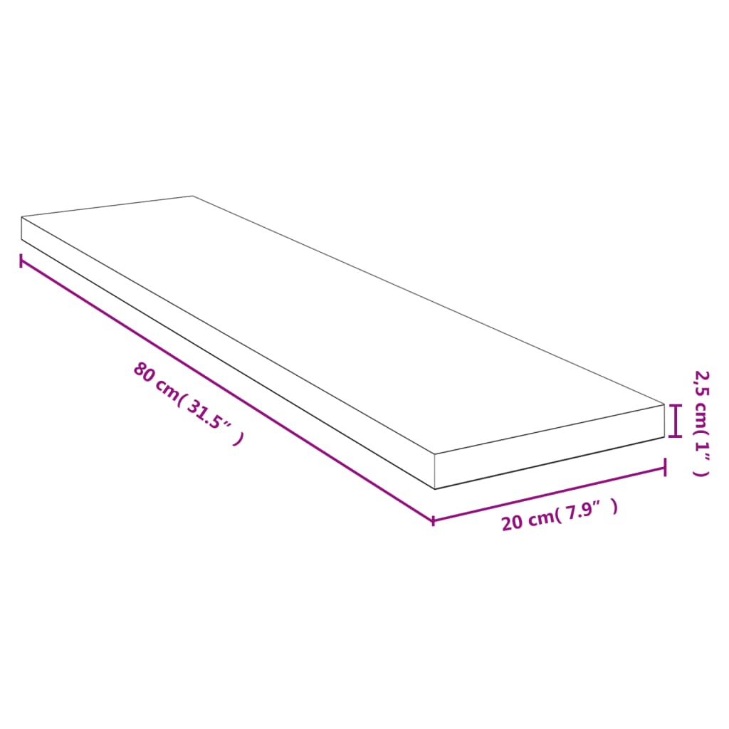 Raft de perete, 80x20x2,5 cm, bambus