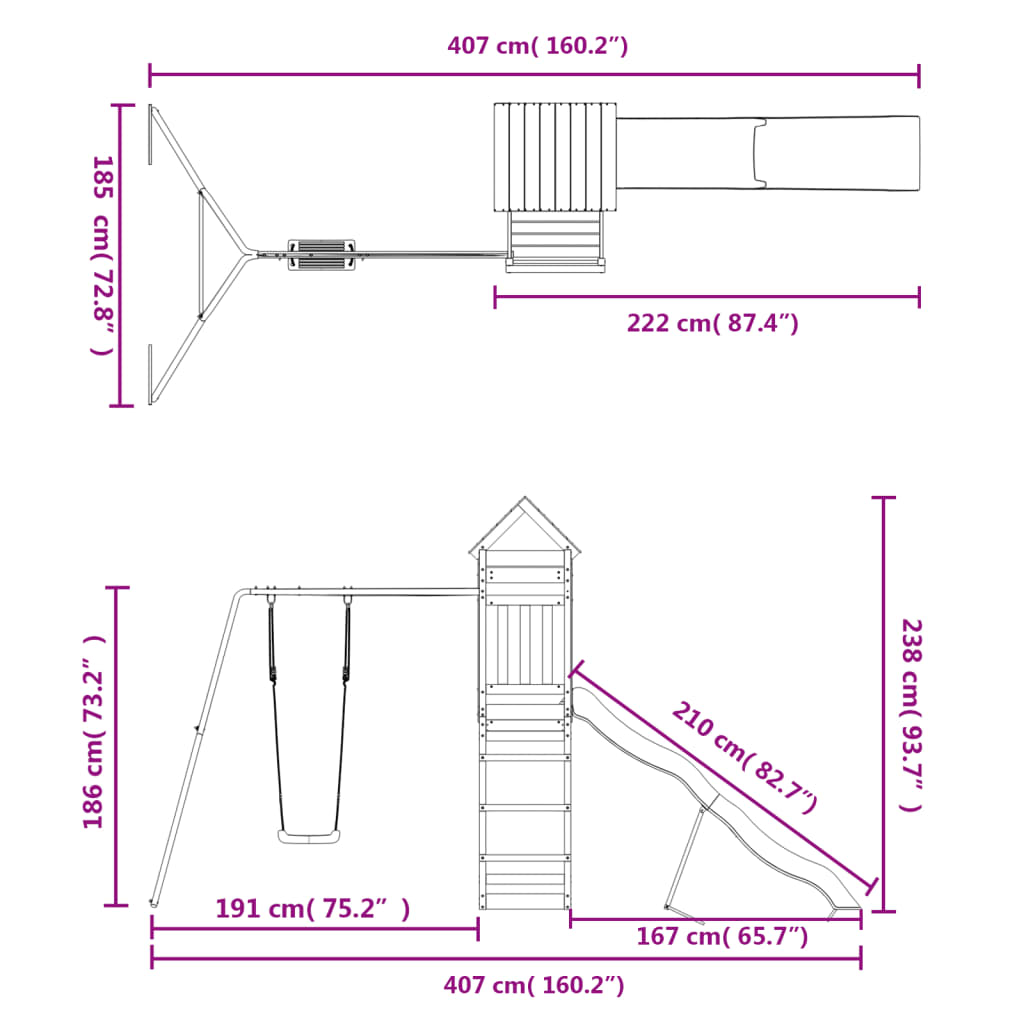 Set de joacă pentru exterior, lemn de pin impregnat