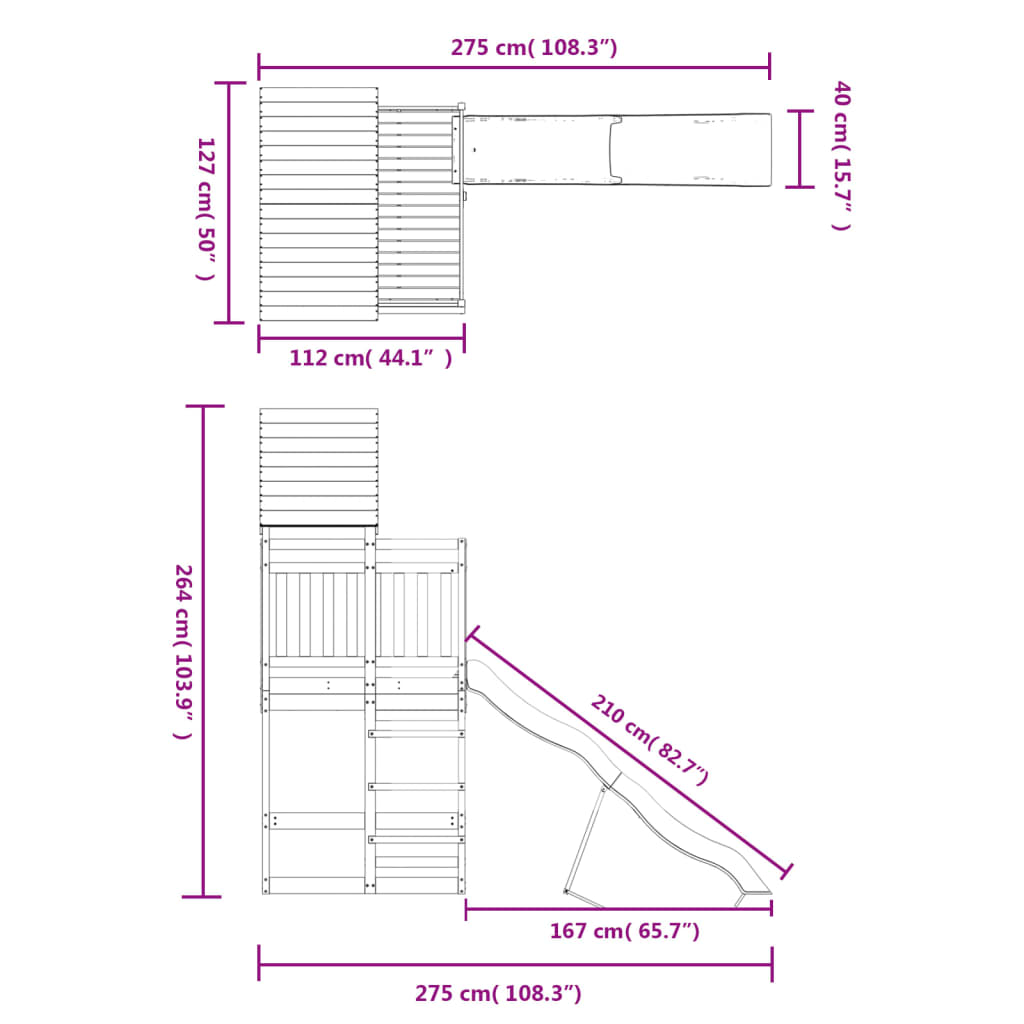 Set de joacă pentru exterior, lemn masiv de pin