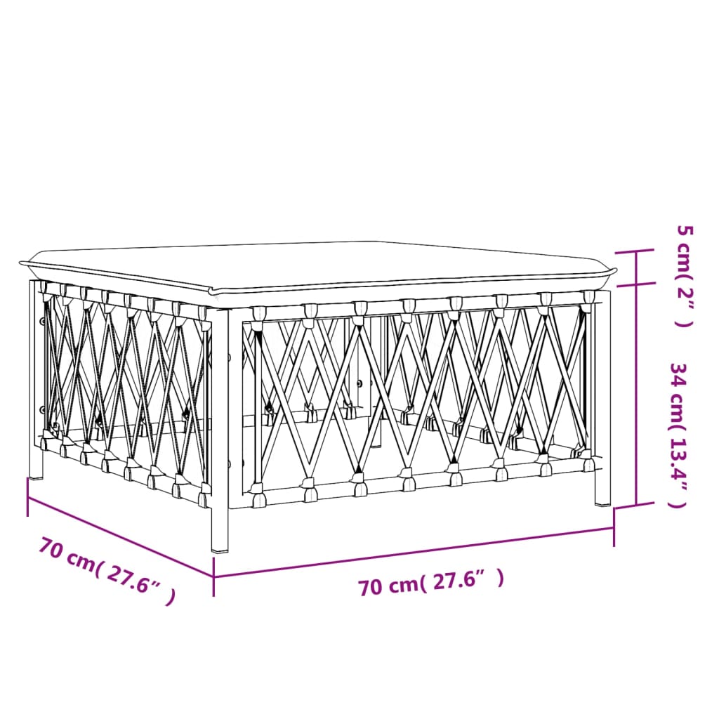 Taburet de grădină cu pernă, alb, material țesut