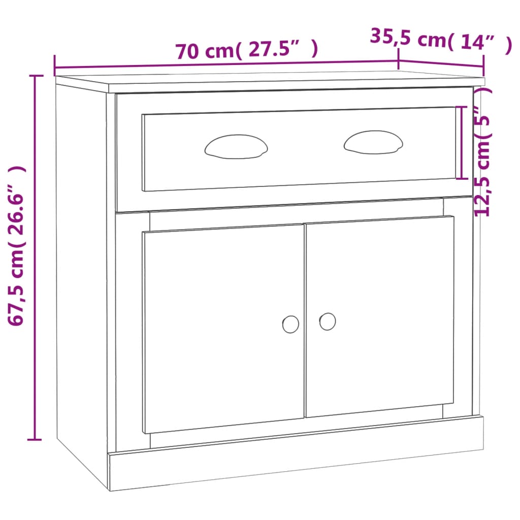 Servantă, stejar sonoma, 70x35,5x67,5 cm, lemn prelucrat