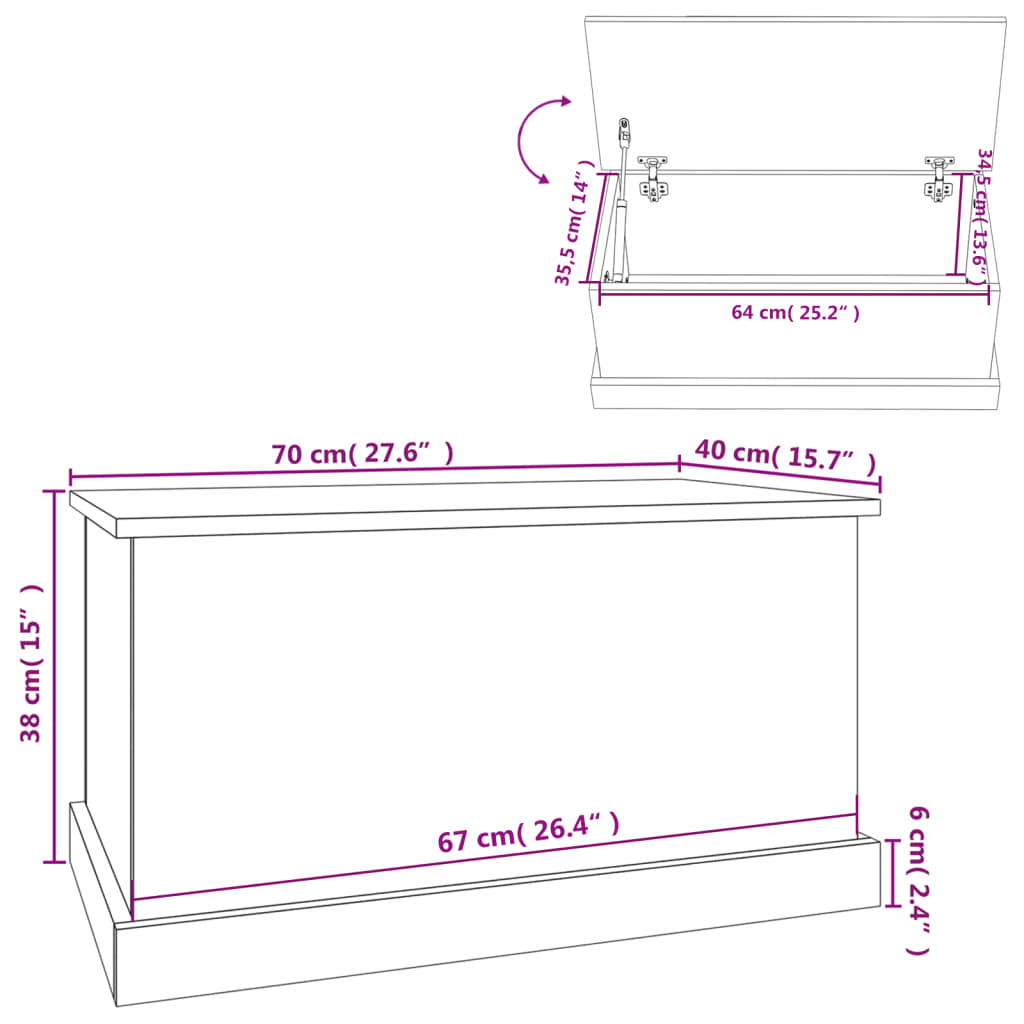 Cutie de depozitare, stejar sonoma, 70x40x38 cm, lemn prelucrat