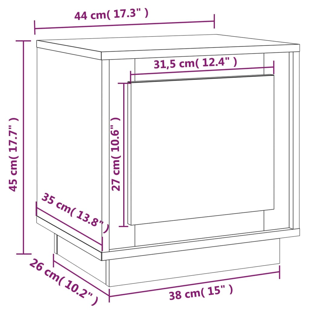 Noptiere 2 buc, alb extralucios, 44x35x45 cm, lemn prelucrat