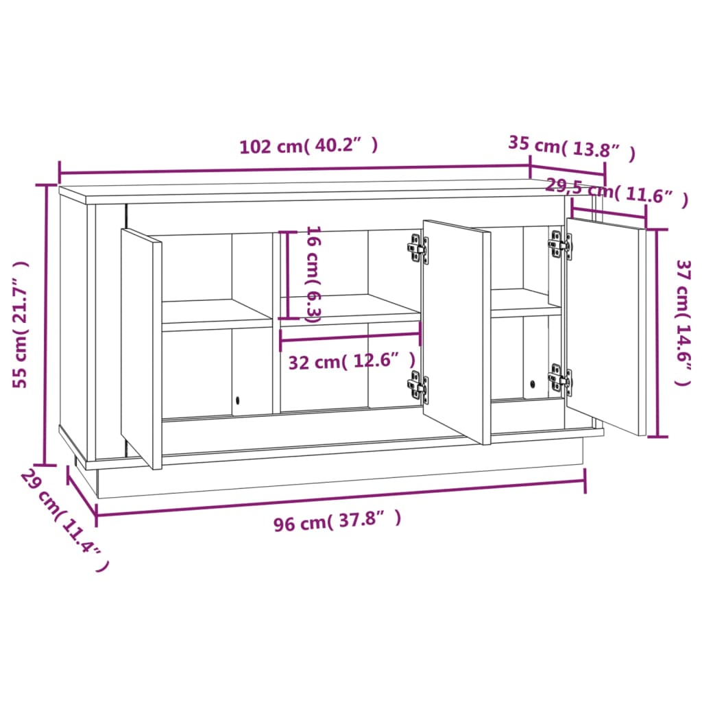 Dulap, gri beton, 102x35x55 cm, lemn prelucrat