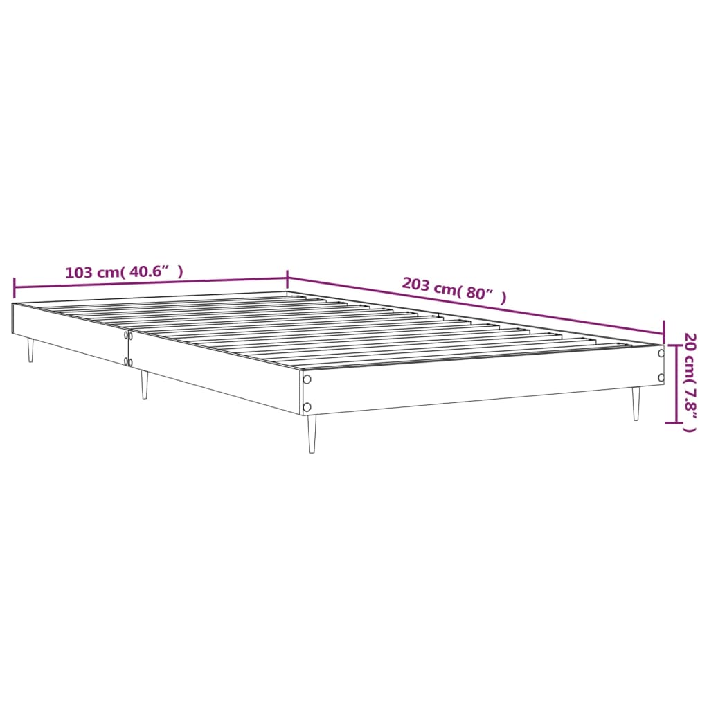 Cadru de pat, gri sonoma, 100x200 cm, lemn prelucrat