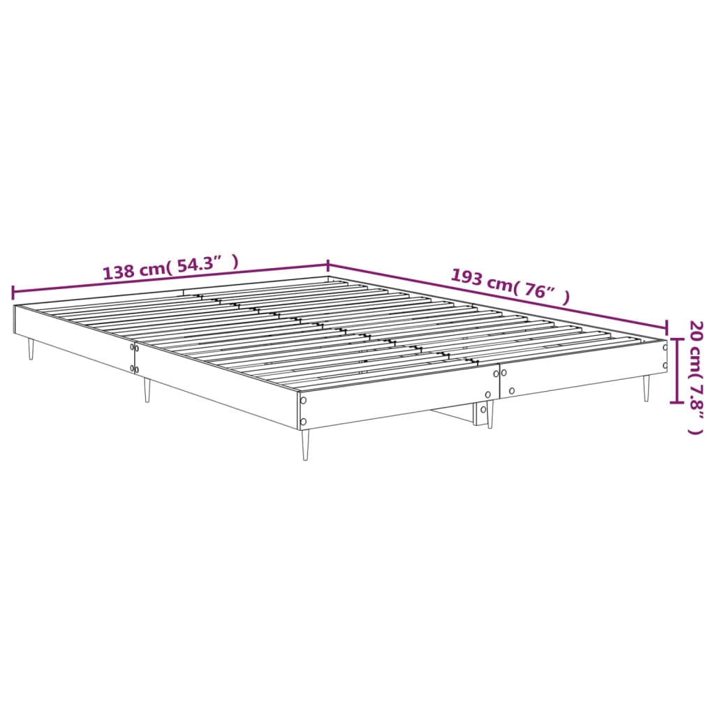 Cadru de pat, stejar sonoma, 135x190 cm, lemn prelucrat