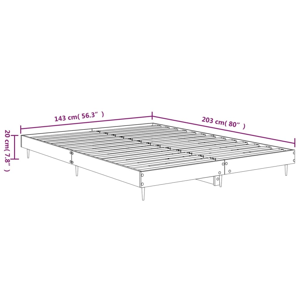 Cadru de pat, stejar maro, 135x190 cm, lemn prelucrat