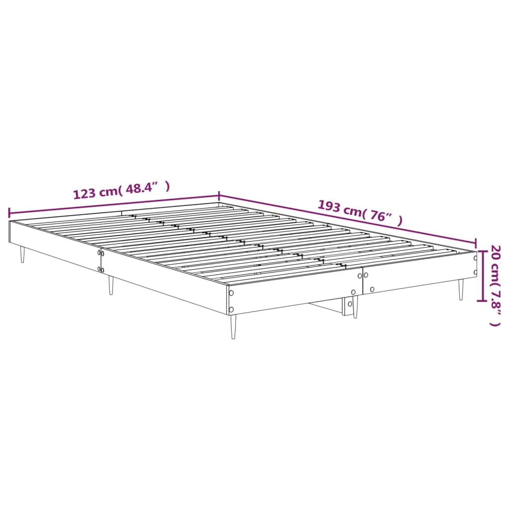 Cadru de pat, stejar afumat, 120x190 cm, lemn prelucrat