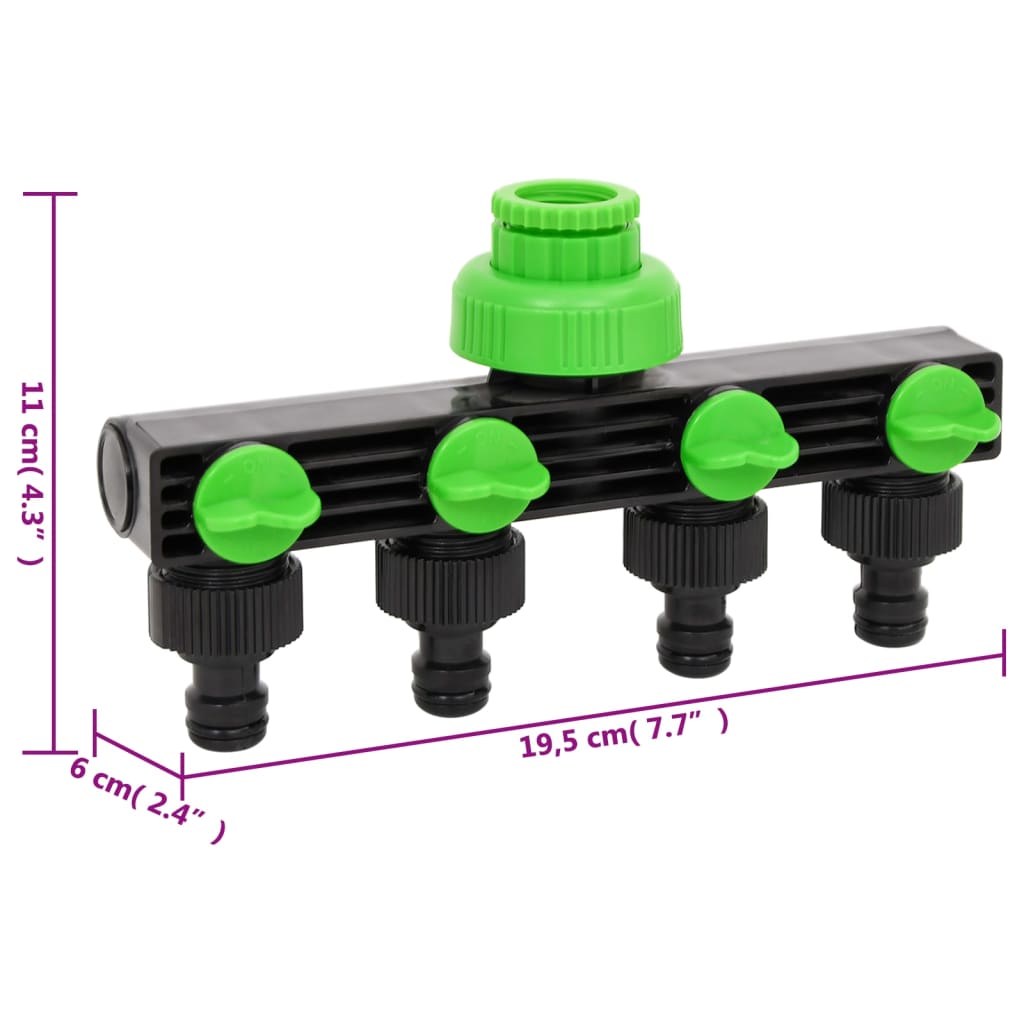 Adaptor pentru robinet 4 căi verde/negru 19,5x6x11 cm ABS și PP