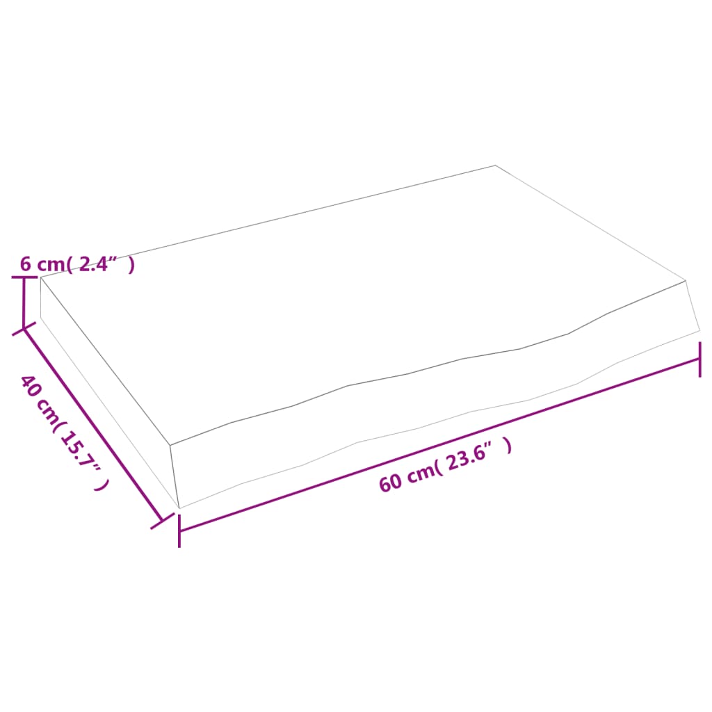 Poliță de perete, 60x40x(2-6) cm, lemn masiv de stejar netratat