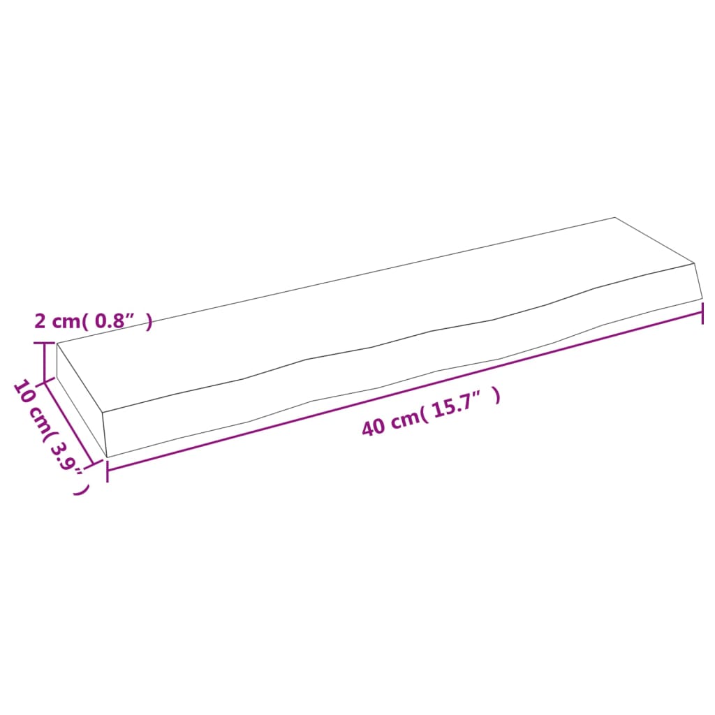 Poliță perete maro deschis 40x10x2 cm lemn masiv stejar tratat