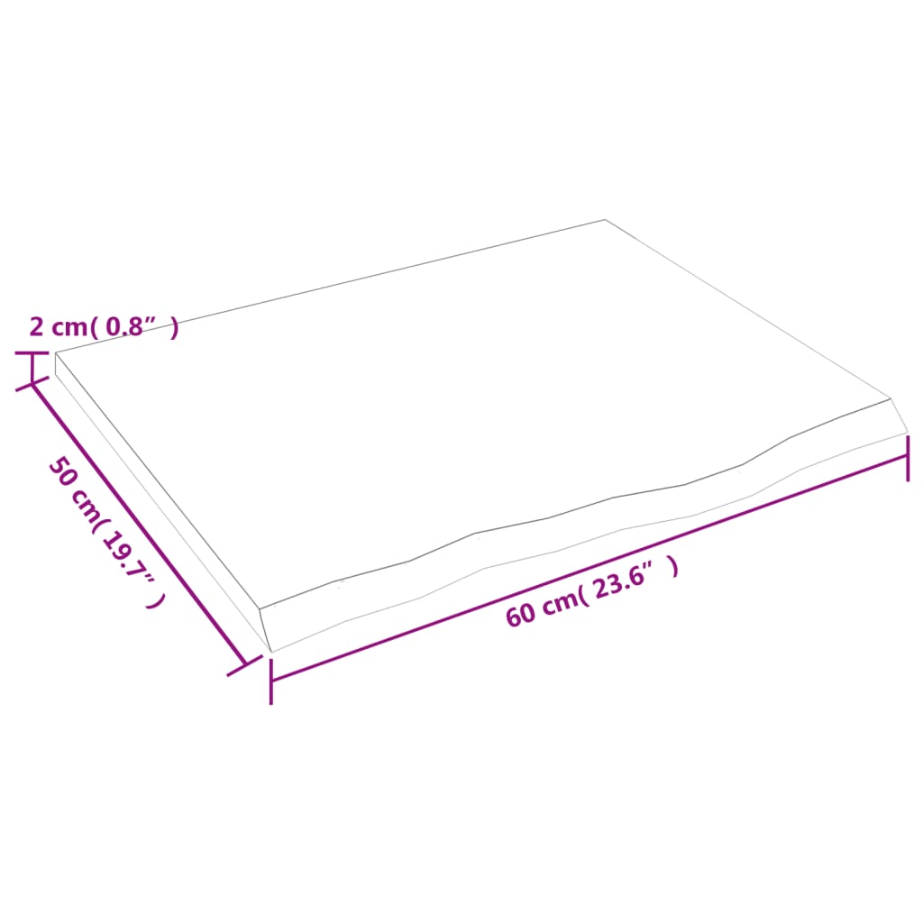 Poliță perete maro deschis 60x50x2 cm lemn masiv stejar tratat