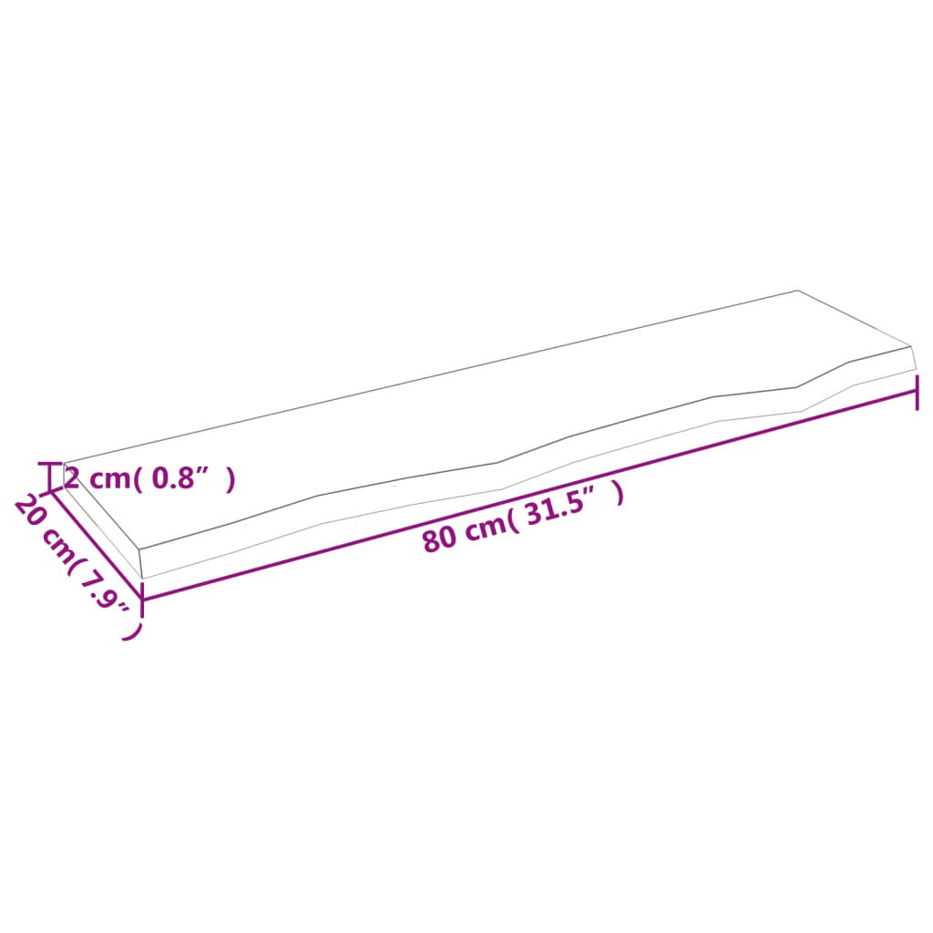 Poliță perete maro deschis 80x20x2 cm lemn masiv stejar tratat