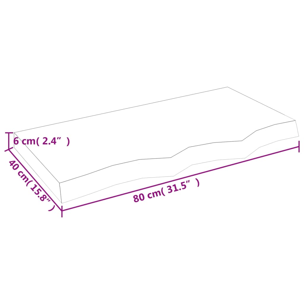 Raft de perete maro deschis 80x40x(2-6) cm lemn stejar tratat