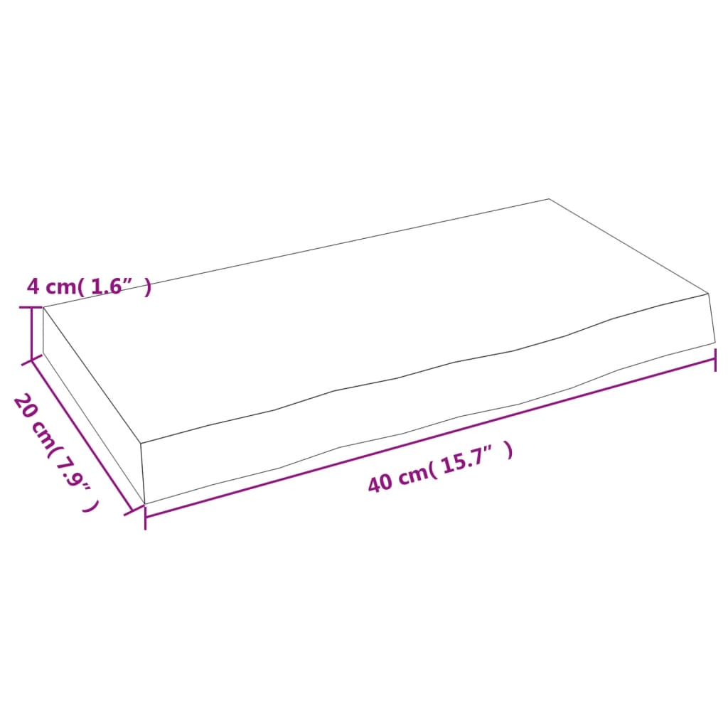 Raft de perete maro închis 40x20x4 cm lemn masiv stejar tratat