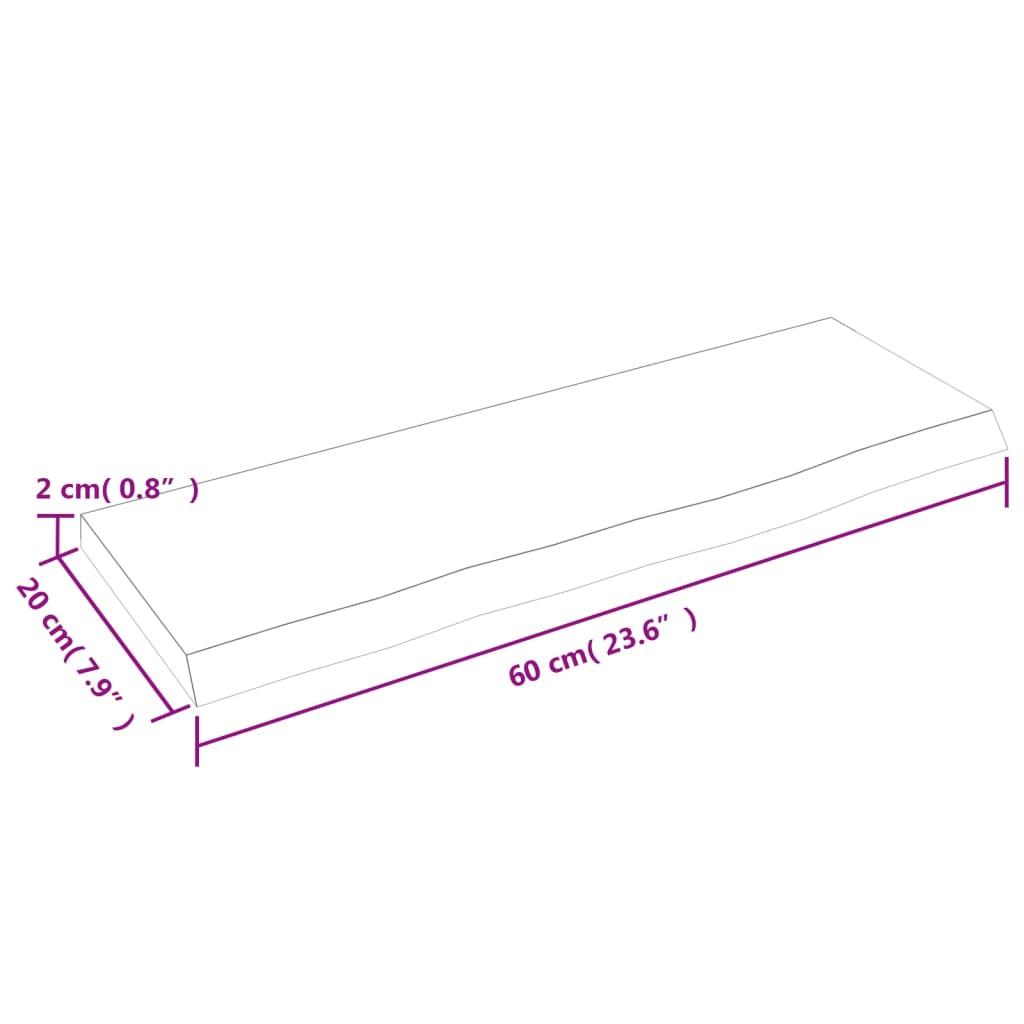 Raft de perete maro închis 60x20x2 cm lemn masiv stejar tratat