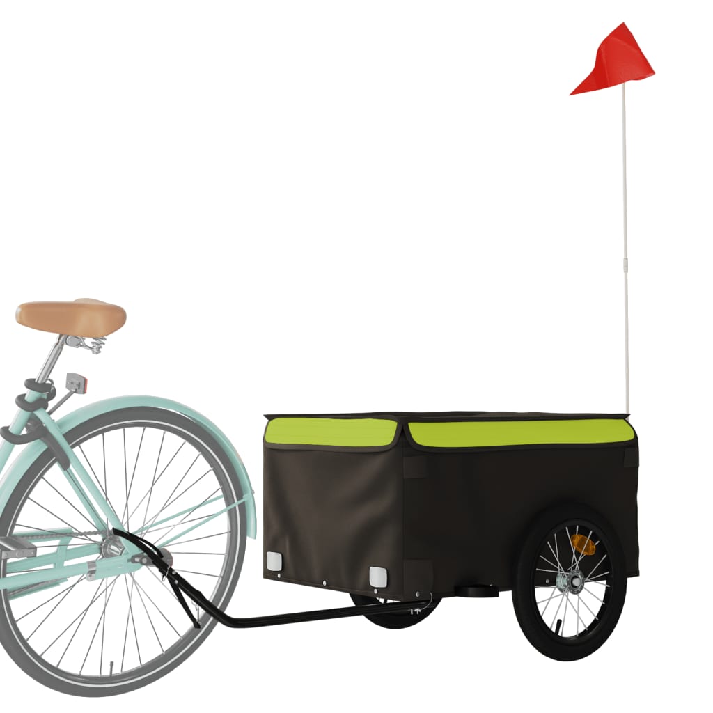 Remorcă pentru biciclete, negru și verde, 45 kg, fier