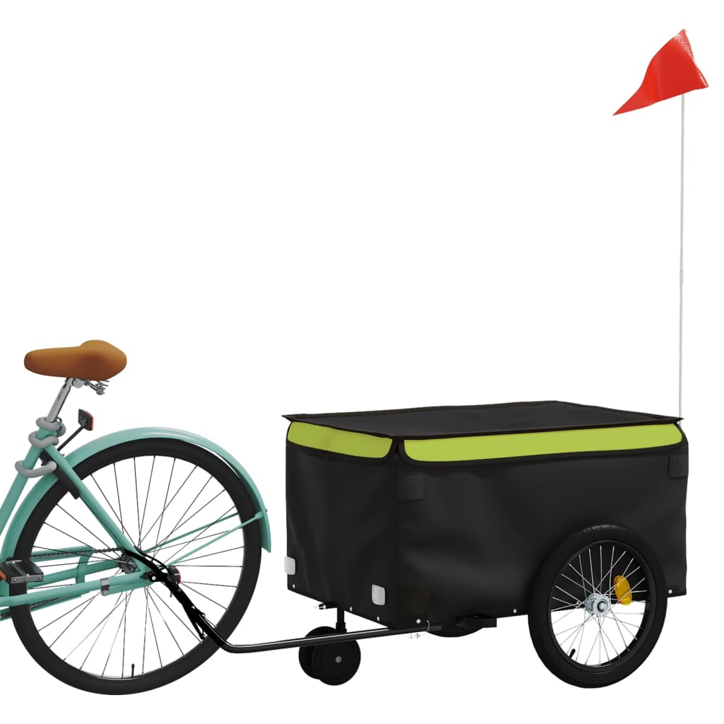 Remorcă pentru biciclete, negru și verde, 30 kg, fier