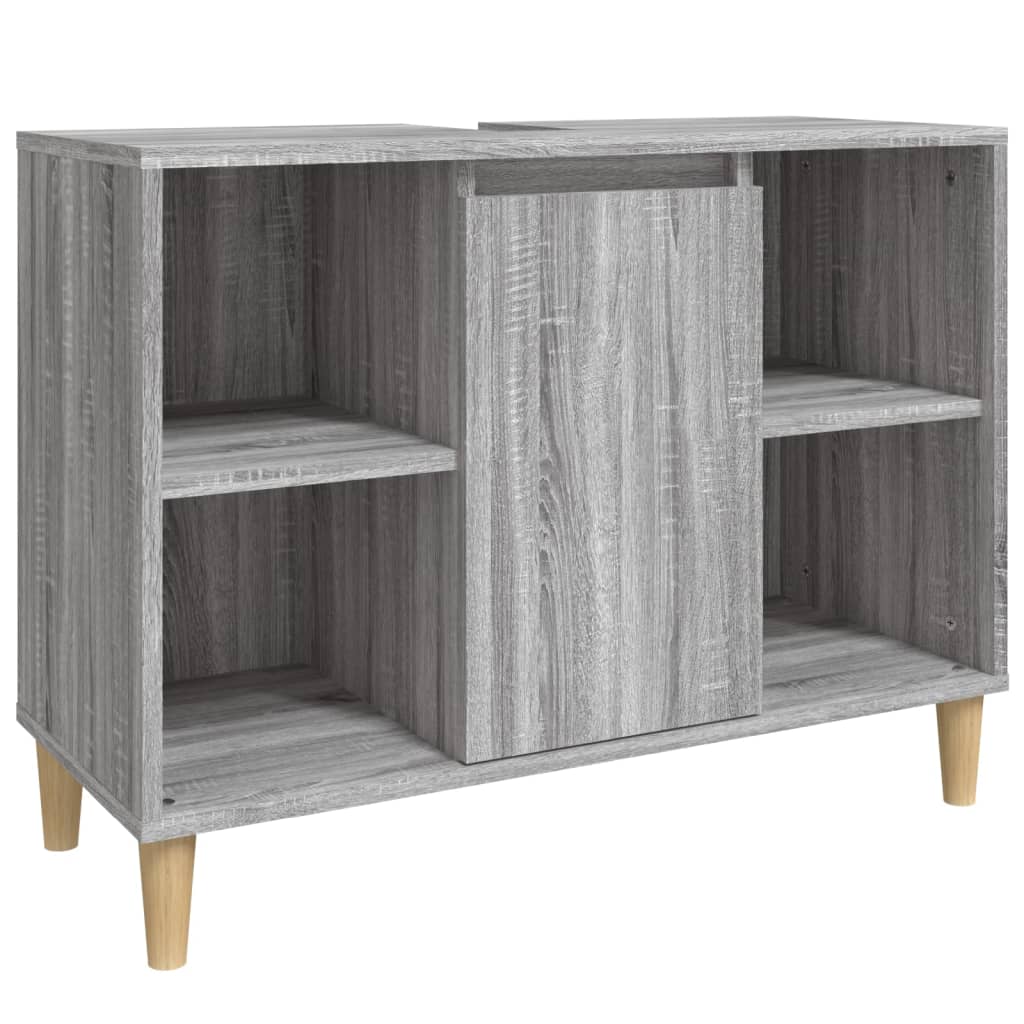 Set mobilier de baie, 3 piese, gri sonoma, lemn prelucrat