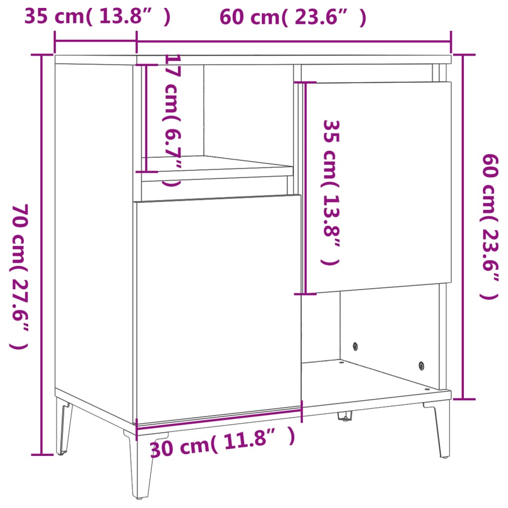 Dulapuri, 2 buc, stejar sonoma, 60x35x70 cm, lemn prelucrat