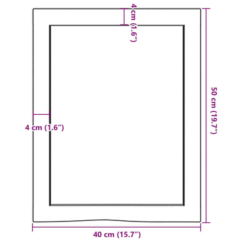 Blat de baie, maro deschis, 40x50x(2-4) cm, lemn masiv tratat