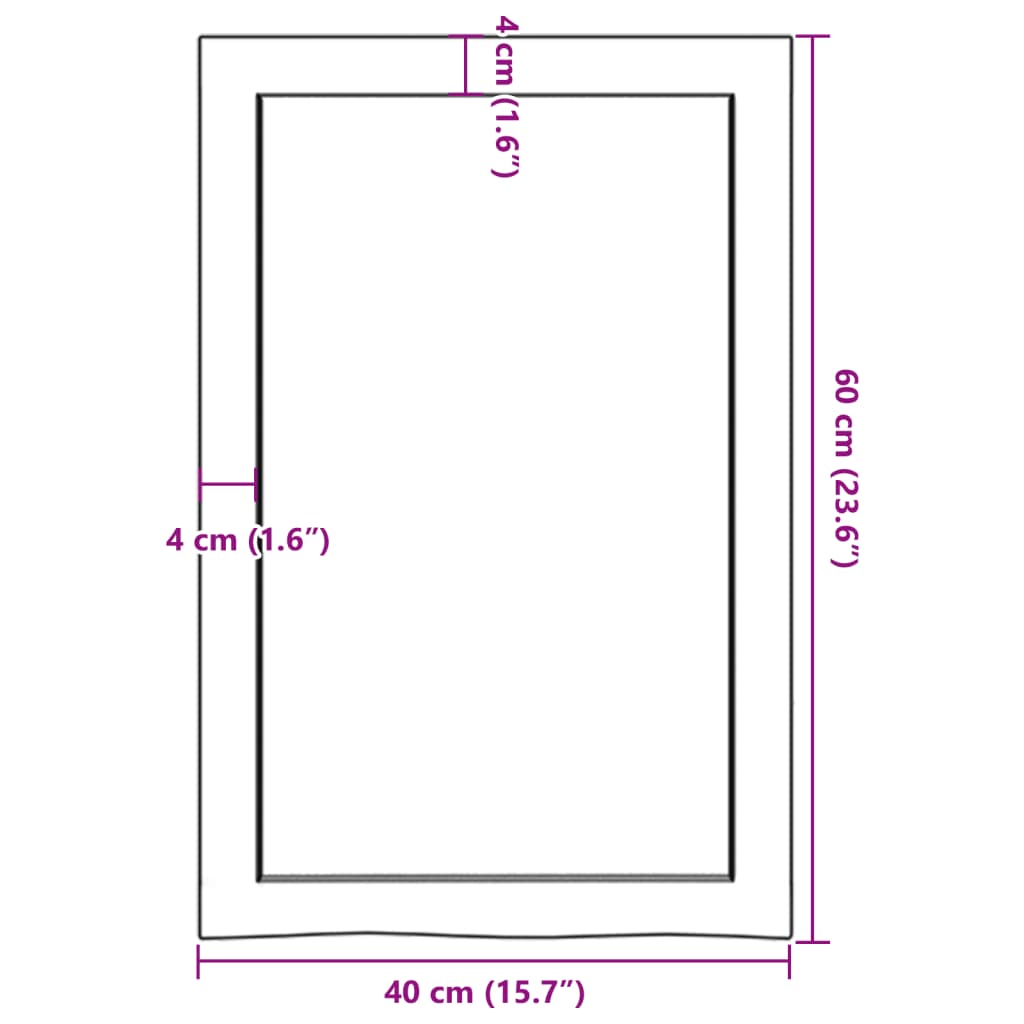 Blat de baie, maro deschis, 40x60x(2-4) cm, lemn masiv tratat