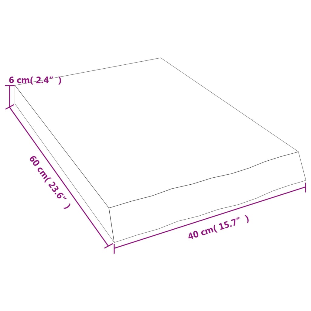 Blat de baie, maro deschis, 40x60x(2-6) cm, lemn masiv tratat