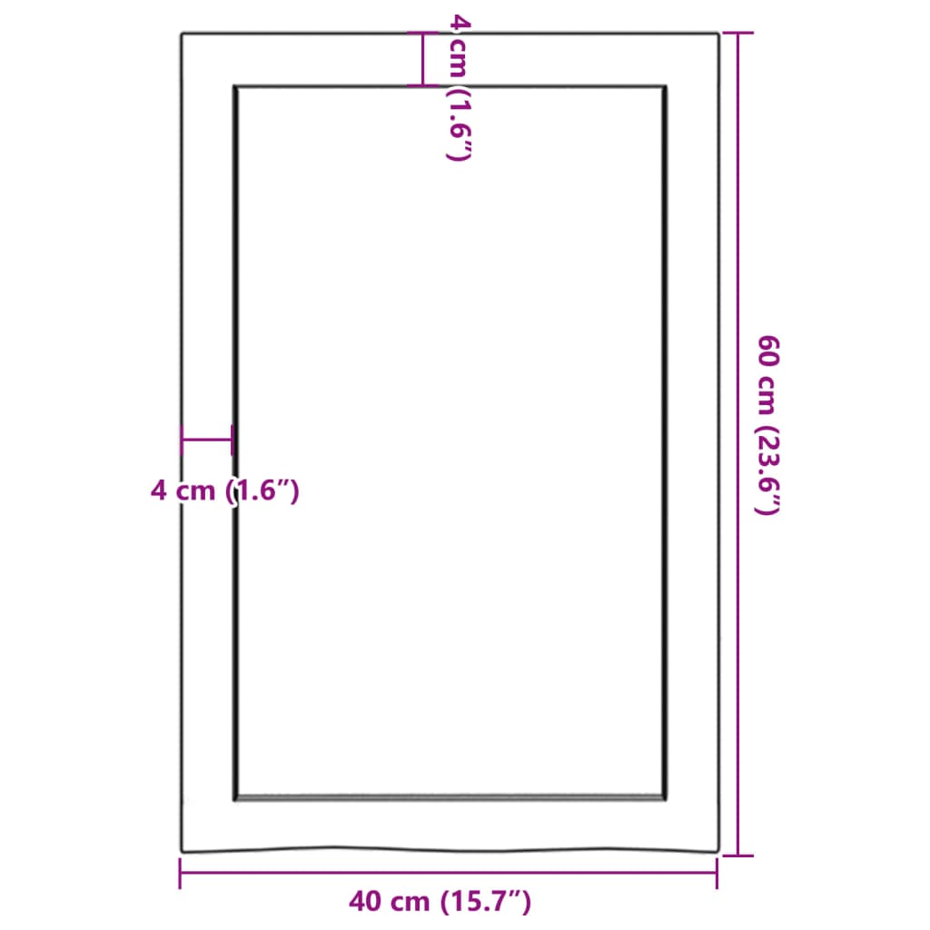 Blat de baie, maro deschis, 40x60x(2-6) cm, lemn masiv tratat