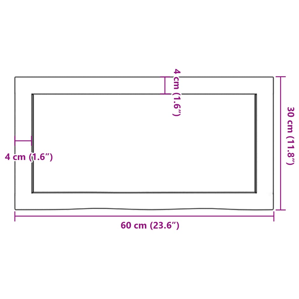 Blat de baie, maro deschis, 60x30x(2-4) cm, lemn masiv tratat