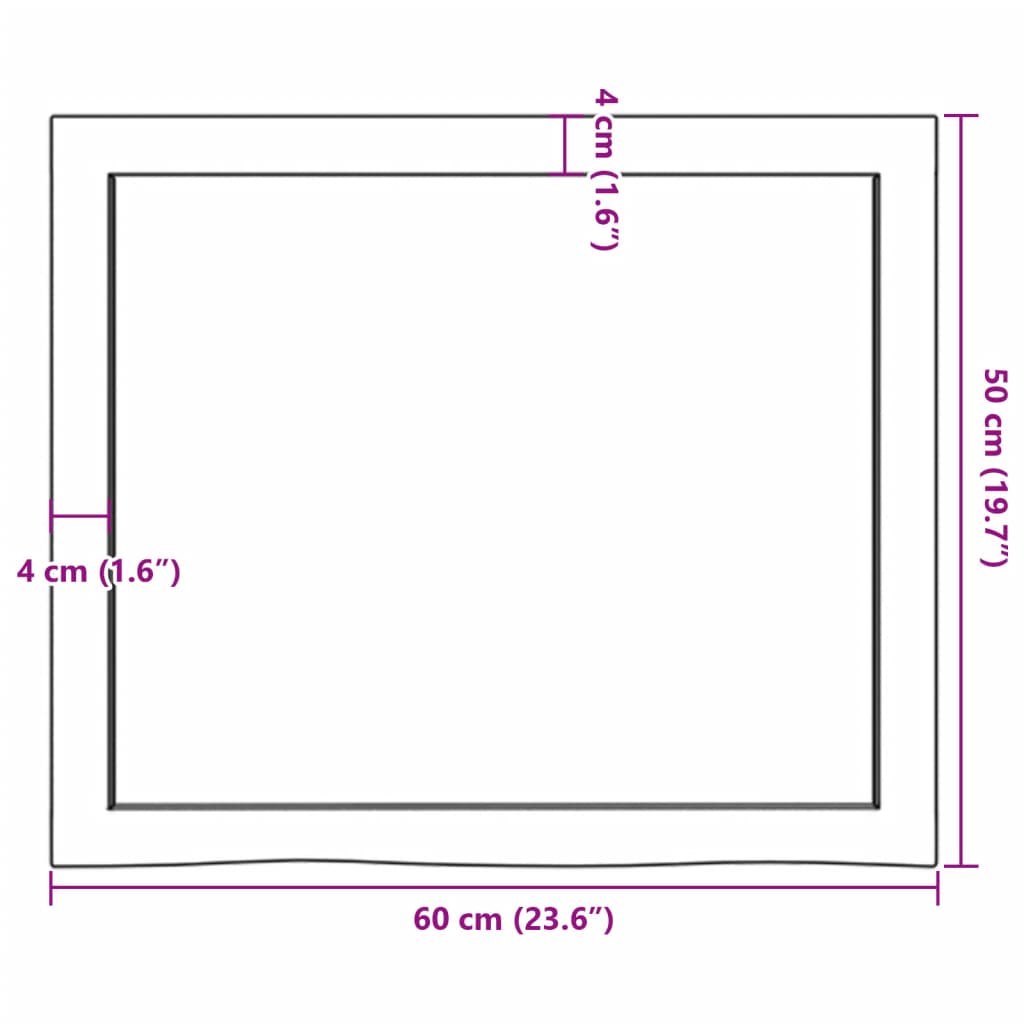 Blat de baie, maro deschis, 60x50x(2-4) cm, lemn masiv tratat