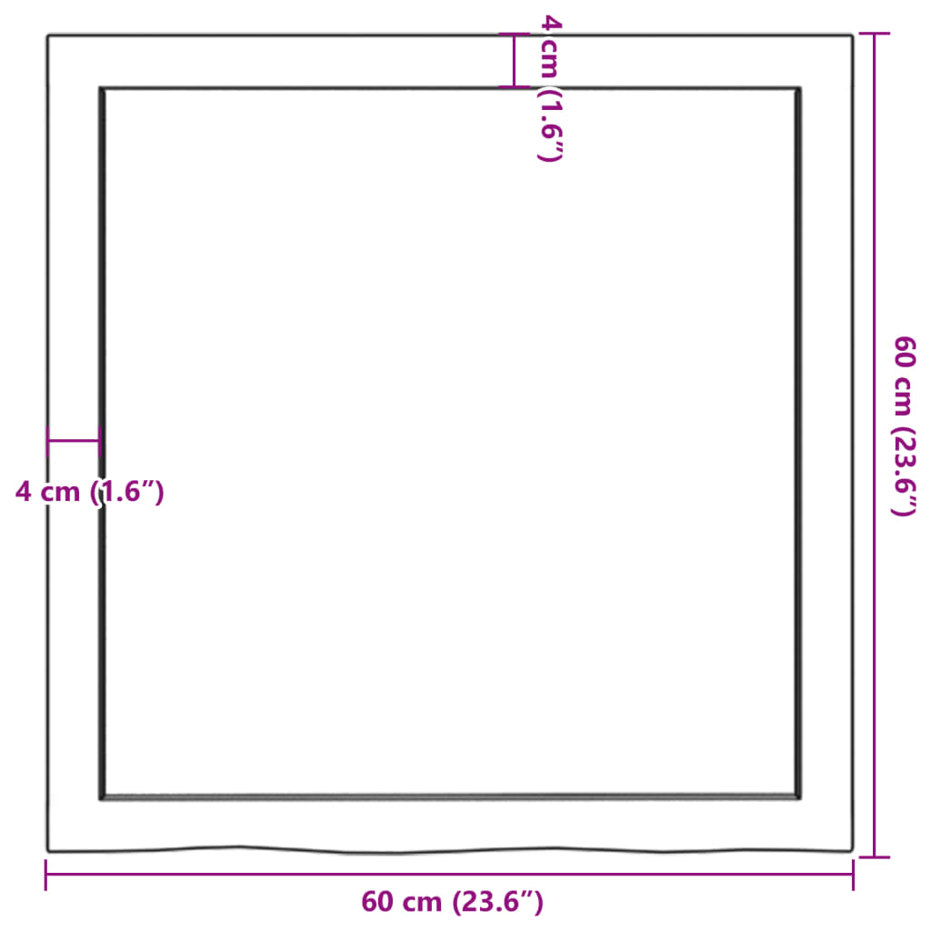 Blat de baie, maro deschis, 60x60x(2-6) cm, lemn masiv tratat