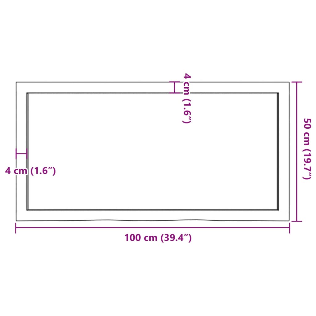 Blat de baie, maro deschis, 100x50x(2-6) cm, lemn masiv tratat