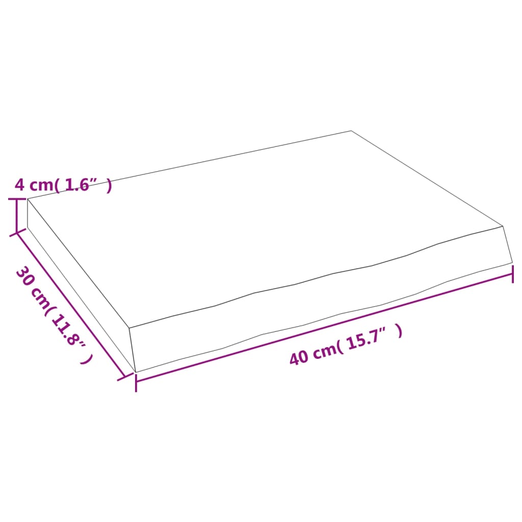 Blat de baie, maro închis, 40x30x(2-4) cm, lemn masiv tratat