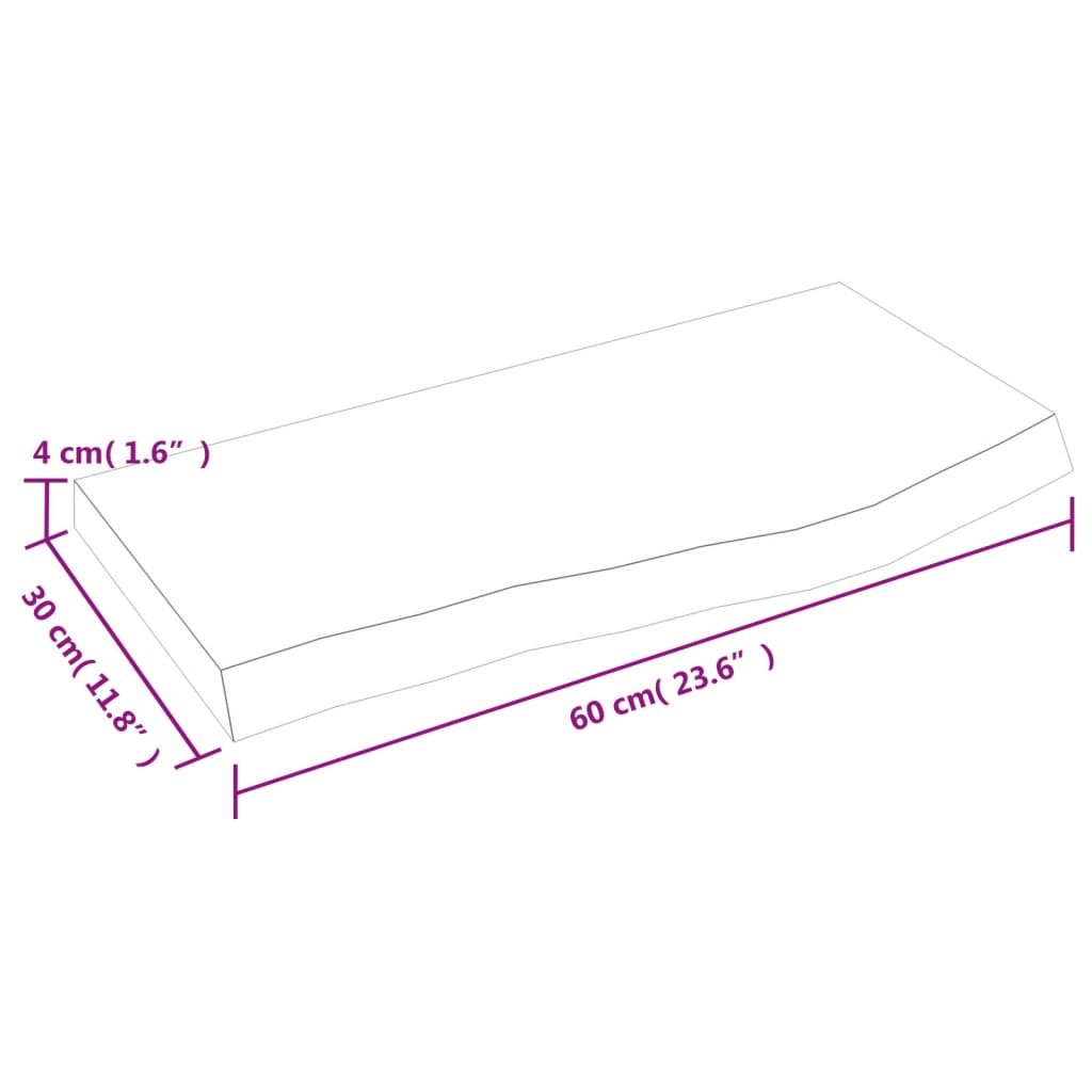 Blat de baie, maro închis, 60x30x(2-4) cm, lemn masiv tratat