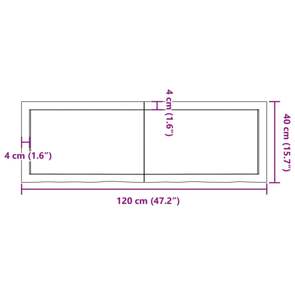 Blat de masă, 120x40x(2-6) cm, lemn masiv de stejar netratat