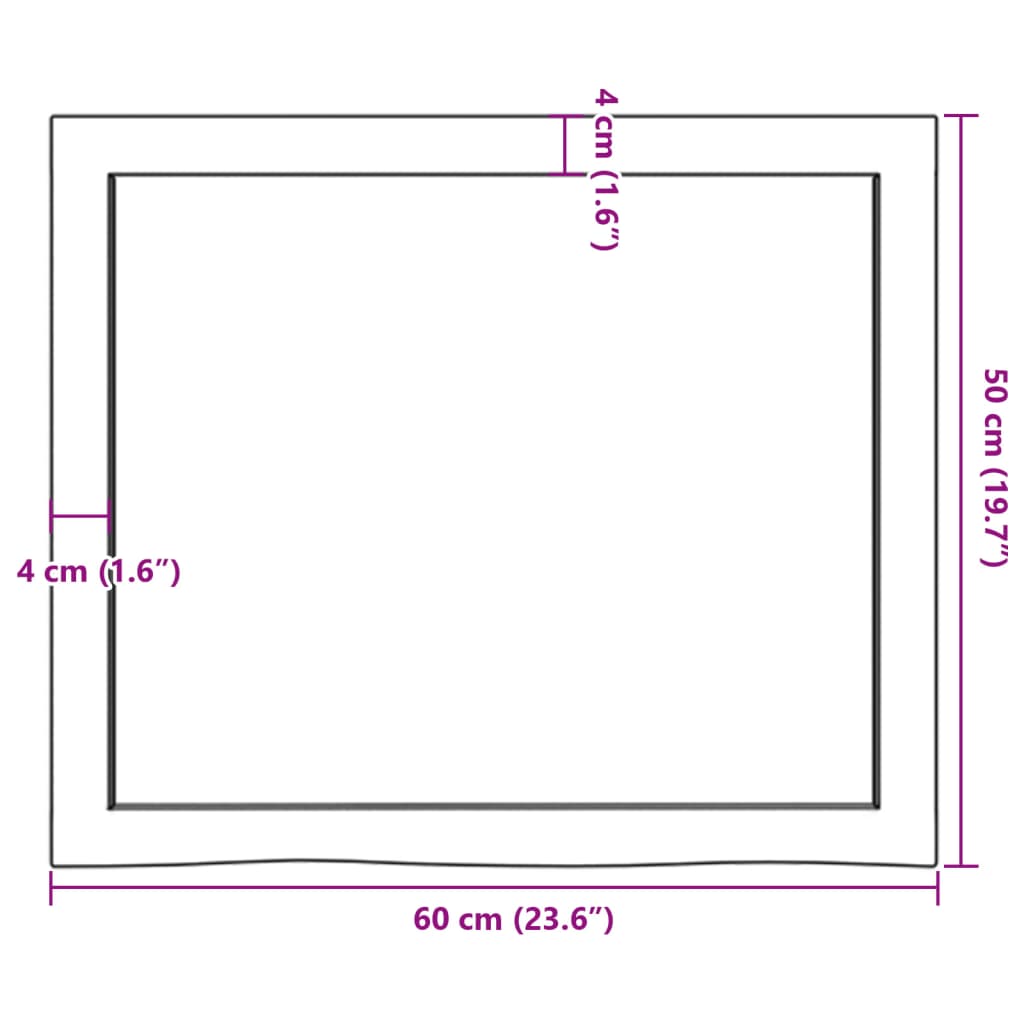 Blat de masă maro 60x50x(2-4) cm, lemn masiv stejar tratat