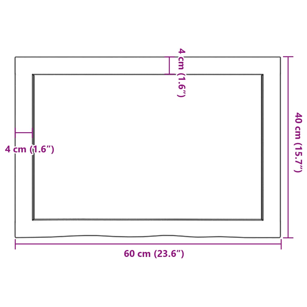 Blat de masă maro 60x40x(2-6) cm, lemn masiv stejar tratat