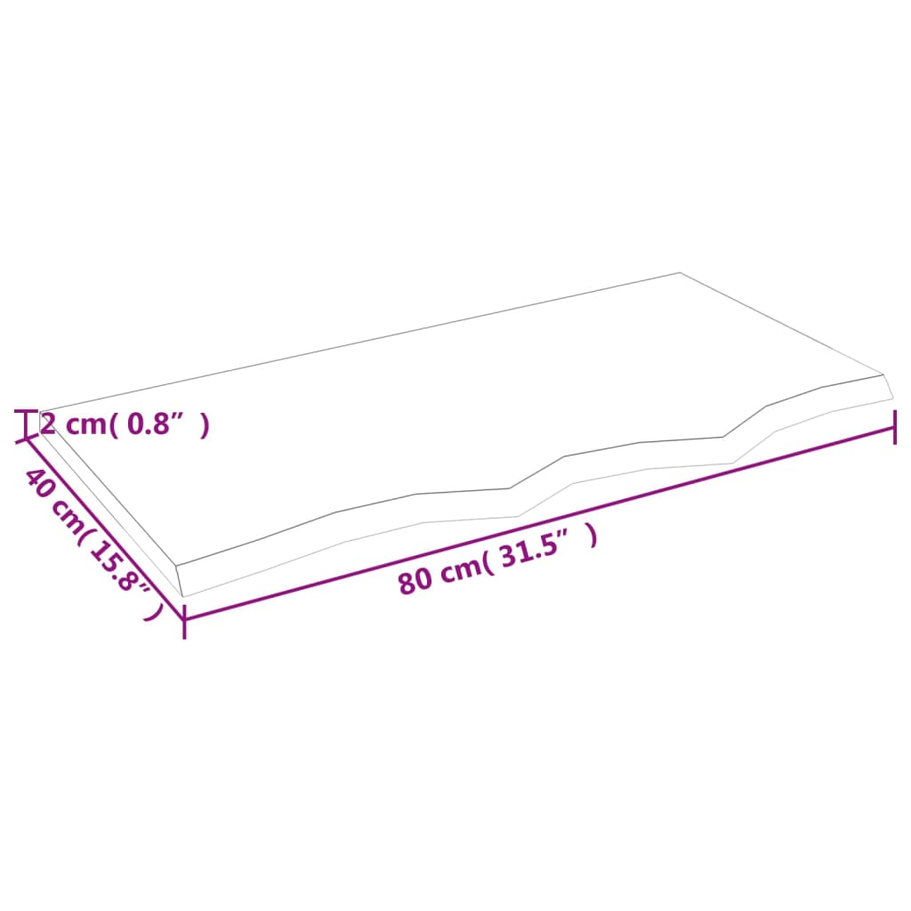 Blat de masă maro închis 80x40x2cm, lemn masiv de stejar tratat