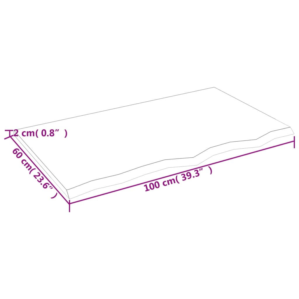 Blat de masă maro închis 100x60x2cm lemn masiv de stejar tratat