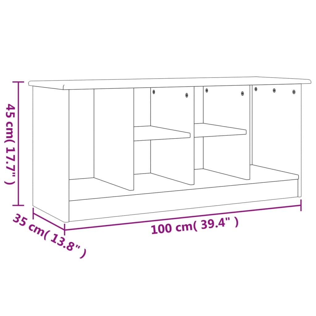 Banchetă pantofar „ALTA” 100x35x45 cm, lemn masiv de pin