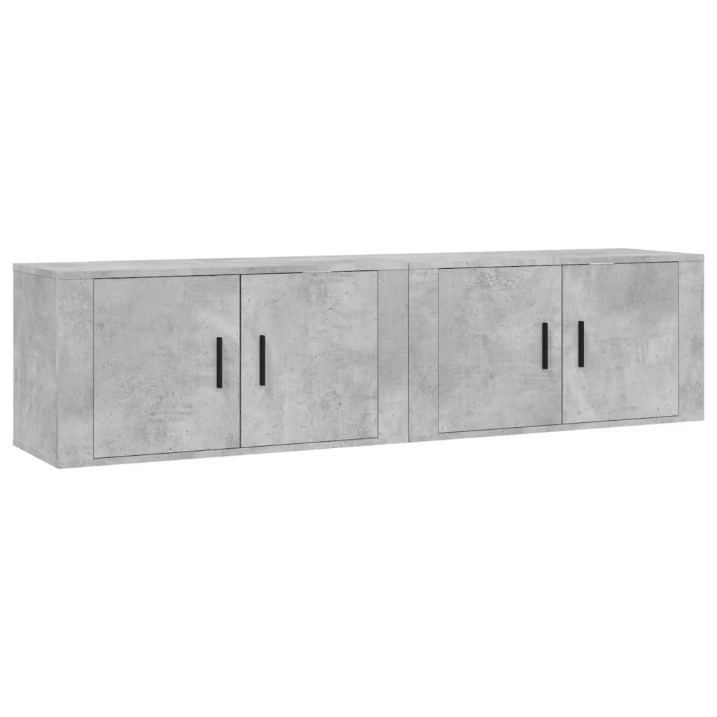 Dulapuri TV montate pe perete, 2 buc., gri beton, 80x34,5x40 cm