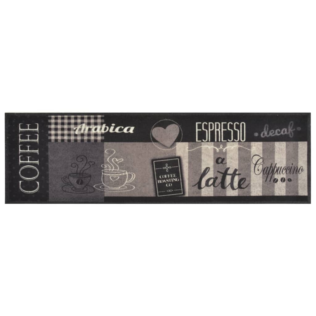 Covor de bucătărie lavabil Coffee, negru, 45x150 cm, catifea