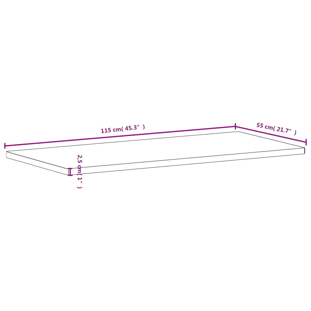 Blat de birou, 115x55x2,5 cm, lemn masiv de fag