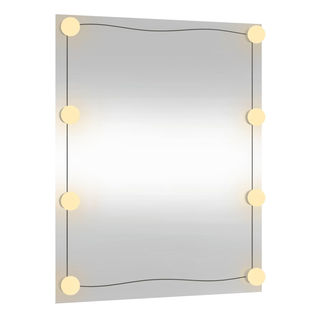 Oglindă de perete cu lumini LED 50x60 cm sticlă dreptunghiular