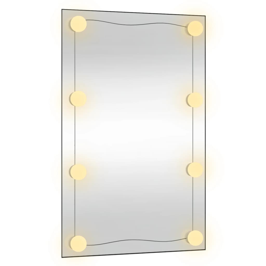 Oglindă de perete cu lumini LED 50x80 cm sticlă dreptunghiular