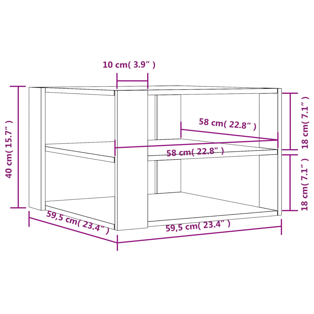 Măsuță de cafea, gri beton, 59,5x59,5x40 cm, lemn compozit