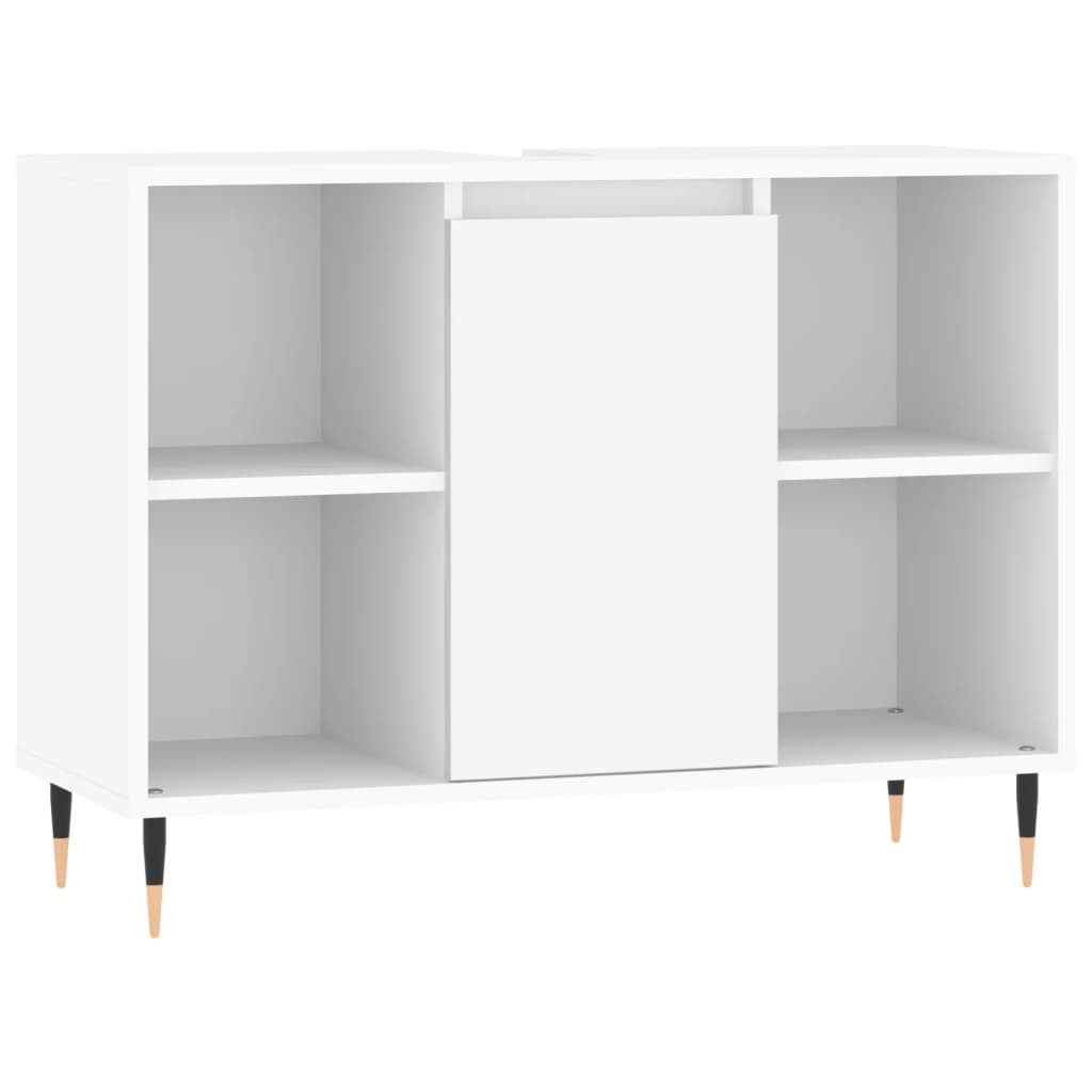 Set mobilier de baie, 3 piese, alb, lemn compozit