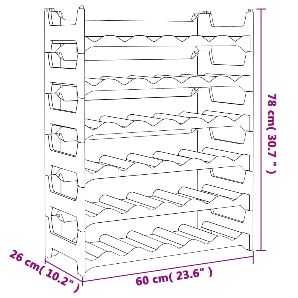 Raft de sticle de vin, pentru 36 sticle, PP, stivuibil