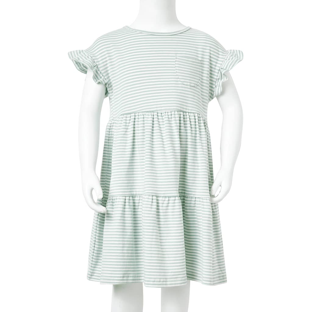 Rochie pentru copii, mâneci cu volane, verde mentă, 104