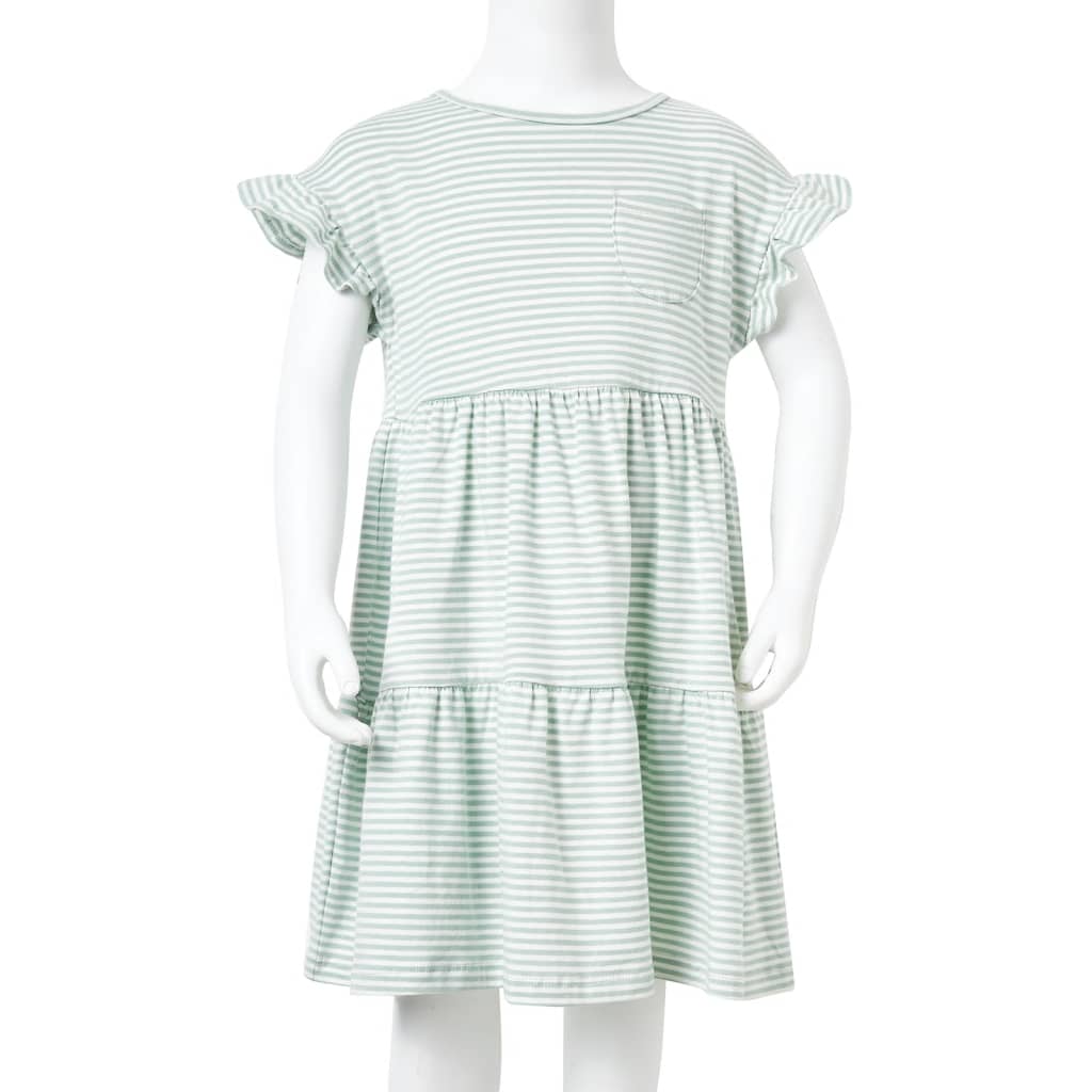 Rochie pentru copii, mâneci cu volane, verde mentă, 116